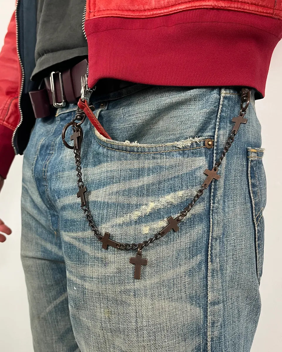Dsquared2 Gunmetal Metal Cross Charm Chain pLShVmY 0