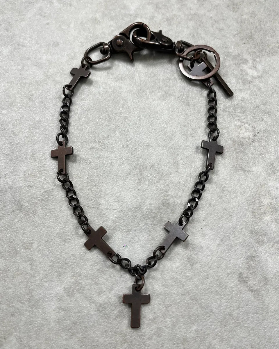 Dsquared2 Gunmetal Metal Cross Charm Chain pLShVmY 1