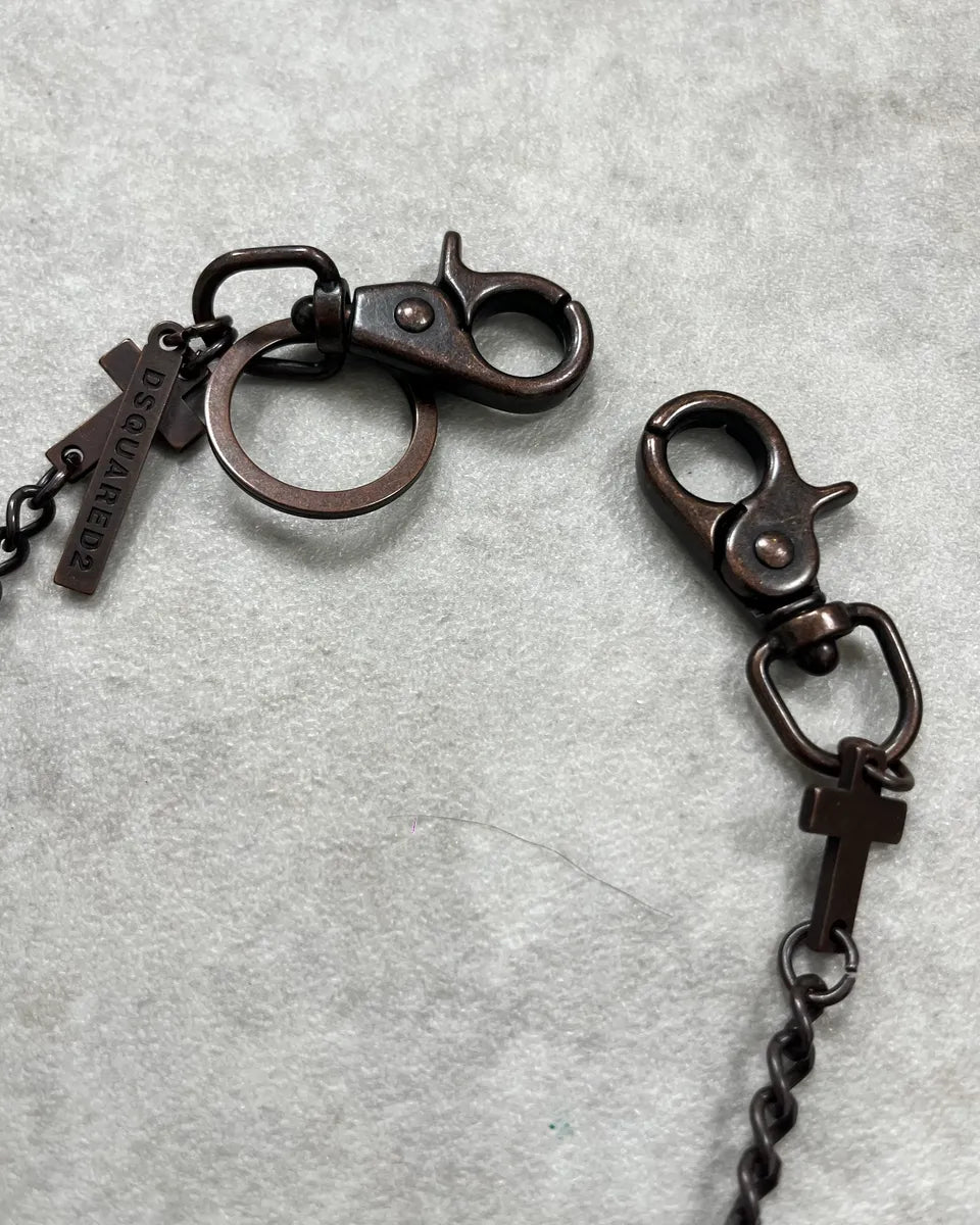Dsquared2 Gunmetal Metal Cross Charm Chain pLShVmY 4