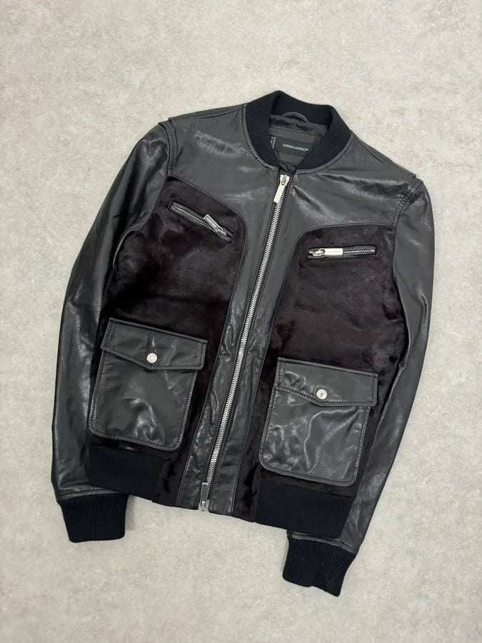 AW2013 Dsquared2 Hybrid Fur Black & Brown Leather Jacket nobgIDo 3