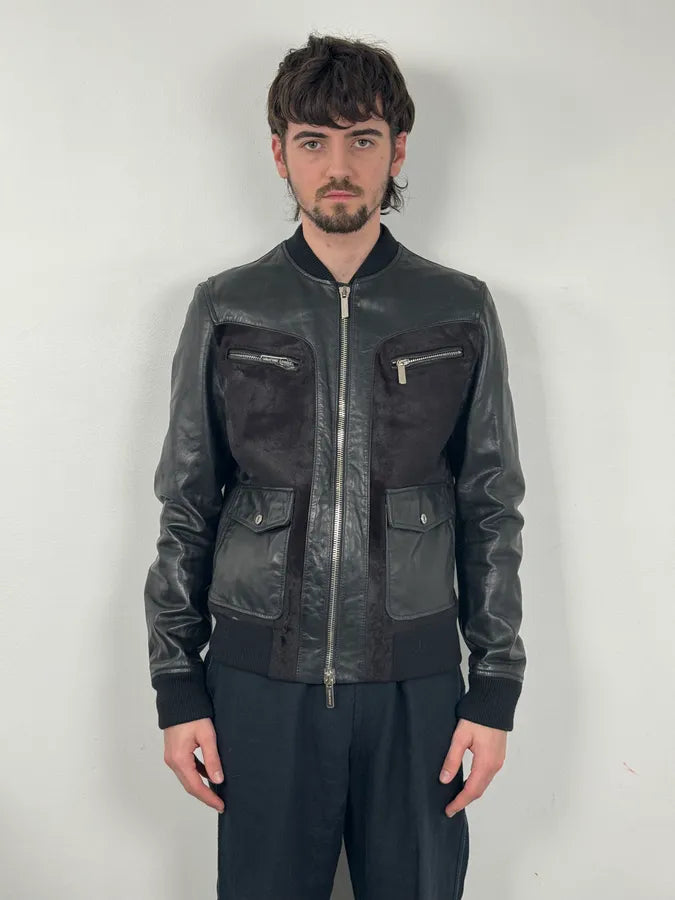 AW2013 Dsquared2 Hybrid Fur Black & Brown Leather Jacket nobgIDo 1