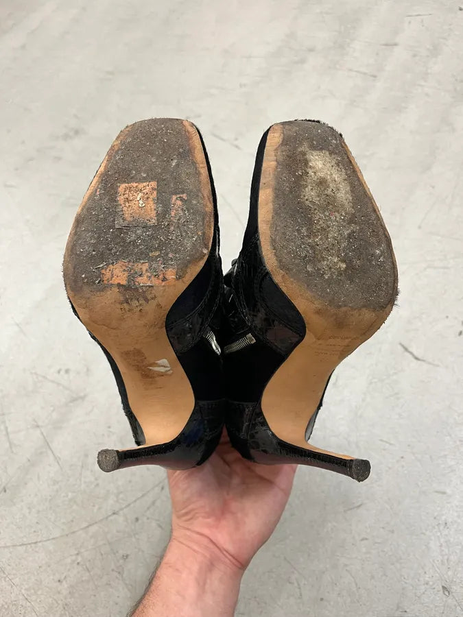 Dsquared2 Hybrid Pony Hair & Crocodile Embossed Leather Black Heels uFnxEre 7