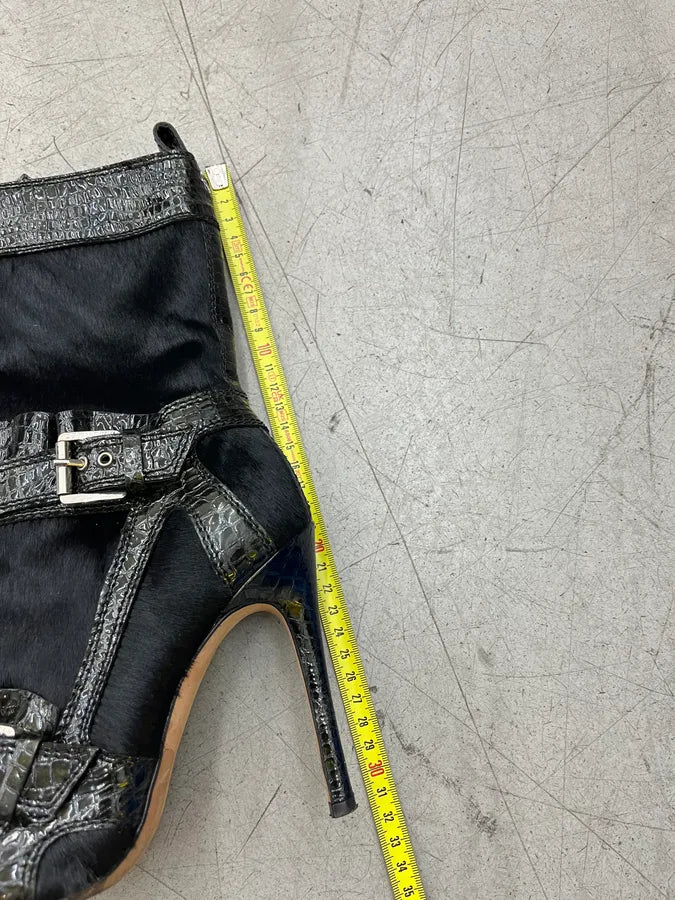 Dsquared2 Hybrid Pony Hair & Crocodile Embossed Leather Black Heels uFnxEre 9