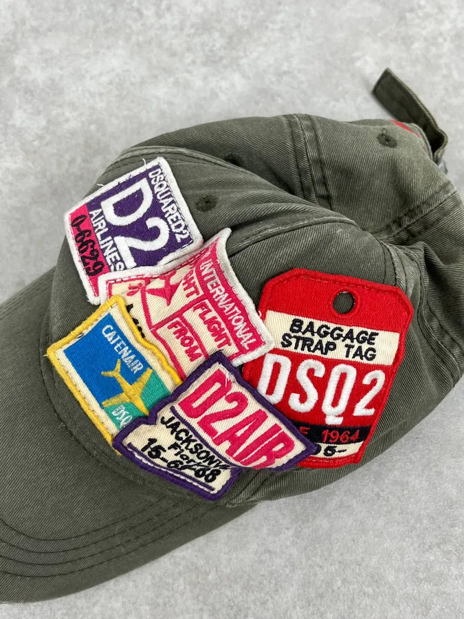 SS2012 Dsquared2 Khaki Cotton Patchwork Baseball Cap  xPrLhMA 6