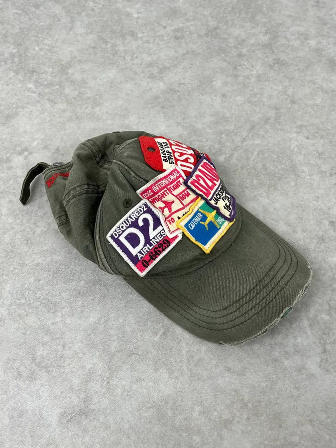 SS2012 Dsquared2 Khaki Cotton Patchwork Baseball Cap  xPrLhMA 4