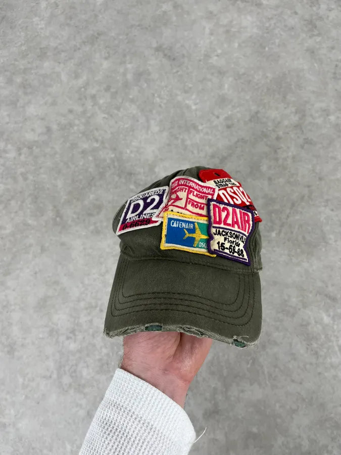 SS2012 Dsquared2 Khaki Cotton Patchwork Baseball Cap  xPrLhMA 3