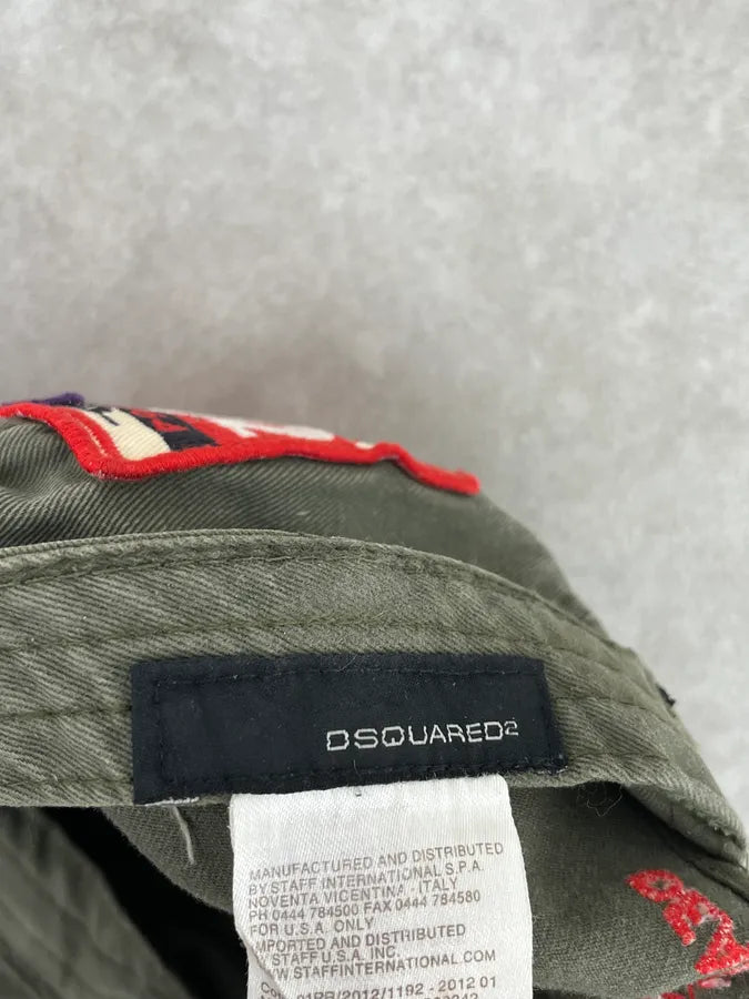 SS2012 Dsquared2 Khaki Cotton Patchwork Baseball Cap  xPrLhMA 8