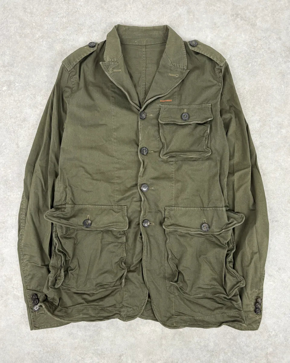 SS2014 Dsquared2 Khaki Green Cargo Military Jacket  qcbtAtS 0
