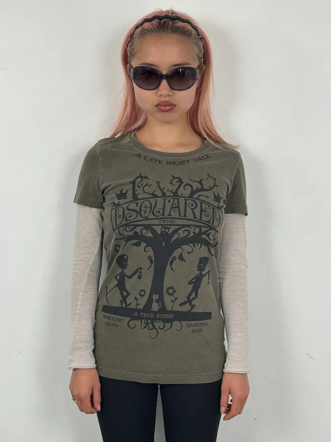 AW2009 Dsquared2 Khaki Humans Tree Nature T-Shirt OumafqE 2
