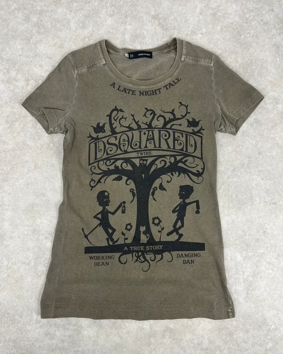 AW2009 Dsquared2 Khaki Humans Tree Nature T-Shirt OumafqE 0