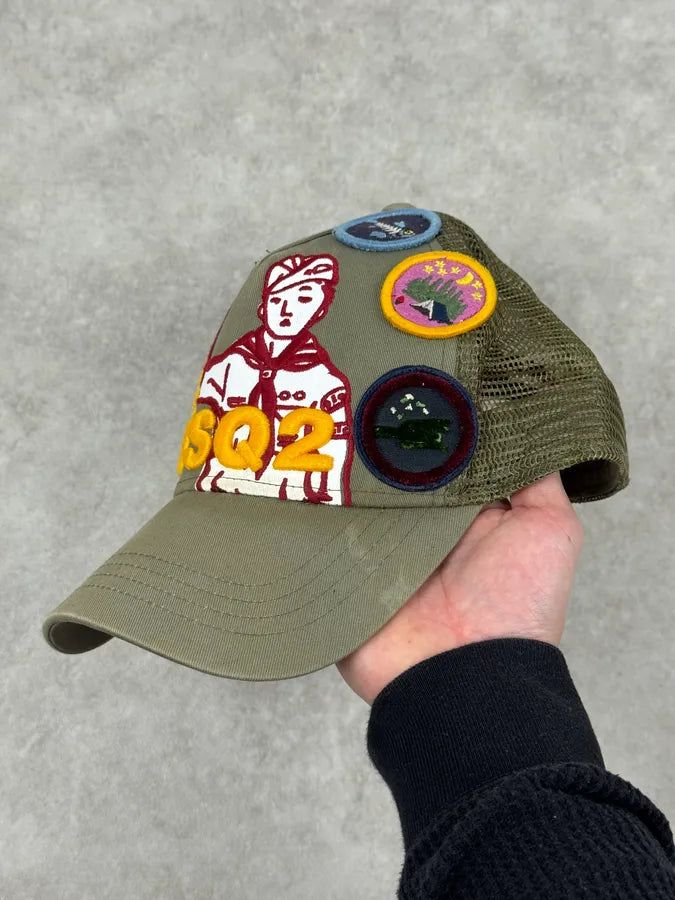 Dsquared2 Khaki Green Humanoid Patchwork Cap CnLIrJL 2