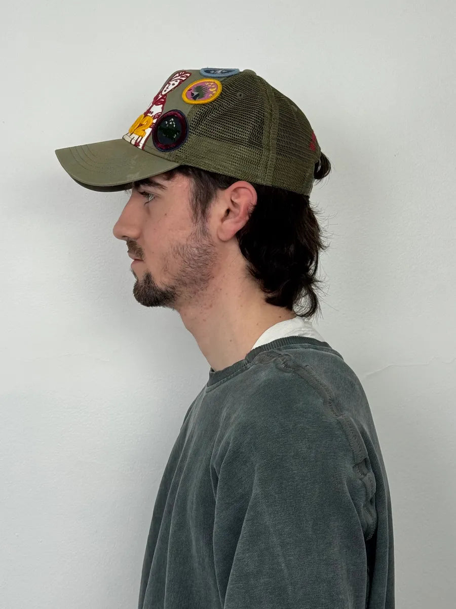 Dsquared2 Khaki Green Humanoid Patchwork Cap CnLIrJL 3