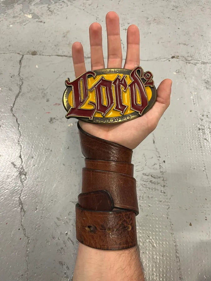 Dsquared2 Lord Gothic Brown Leather Belt jrsNAGi 0