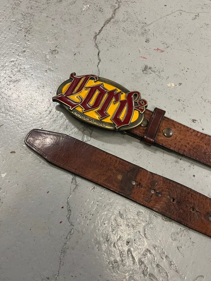 Dsquared2 Lord Gothic Brown Leather Belt jrsNAGi 3