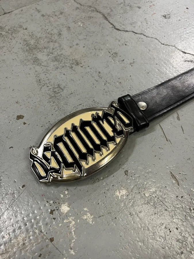 AW2005 Dsquared2 Metal Logo Gothic Buckle Black Leather Belt  hJEsfow 6