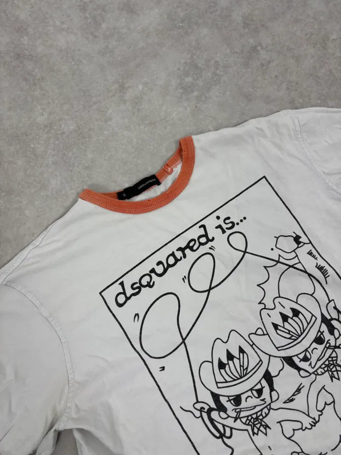 AW2006 Dsquared2 Mini Cowboy White T-Shirt PVwEybV 4