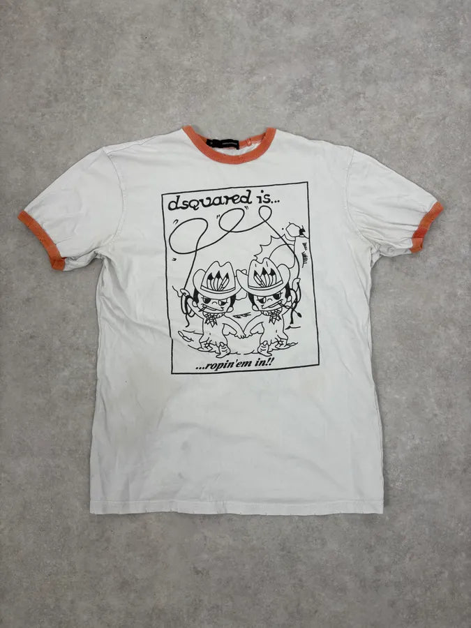AW2006 Dsquared2 Mini Cowboy White T-Shirt PVwEybV 0
