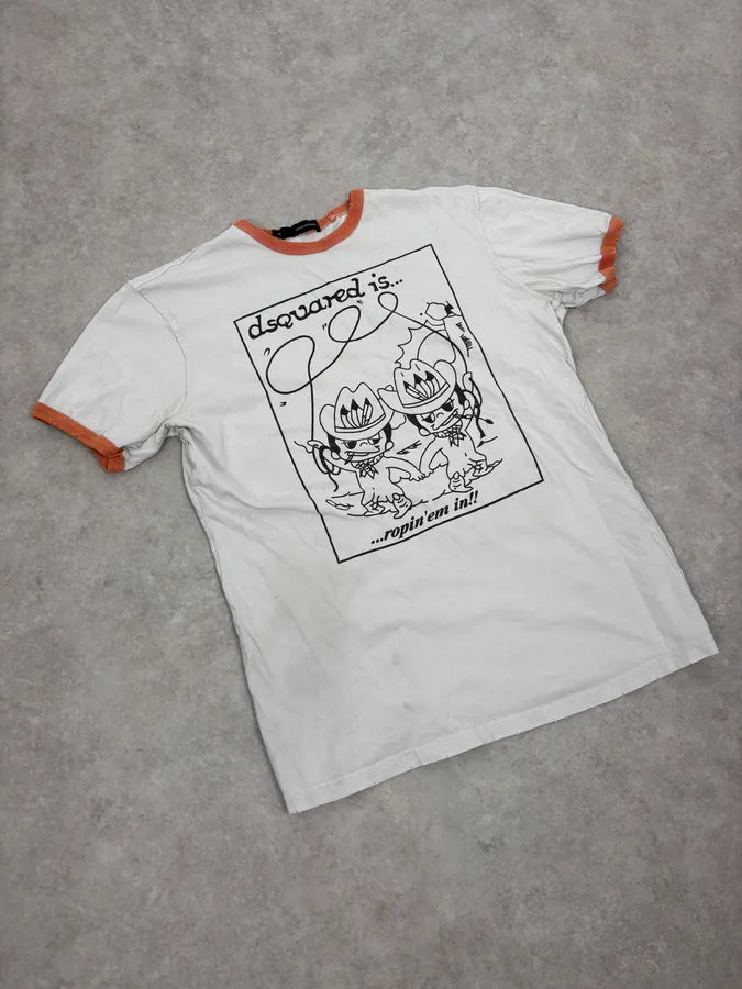 AW2006 Dsquared2 Mini Cowboy White T-Shirt PVwEybV 3
