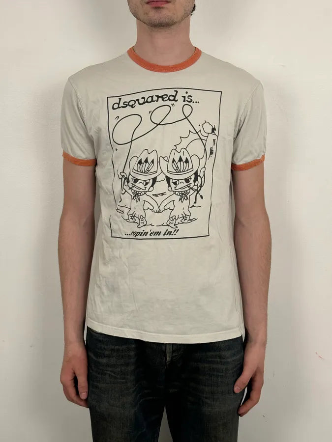 AW2006 Dsquared2 Mini Cowboy White T-Shirt PVwEybV 1