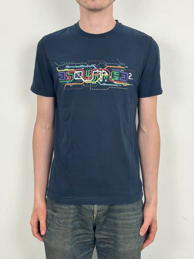 2000s Dsquared2 Multi-color Subway Navy T-Shirt gumugkO 1