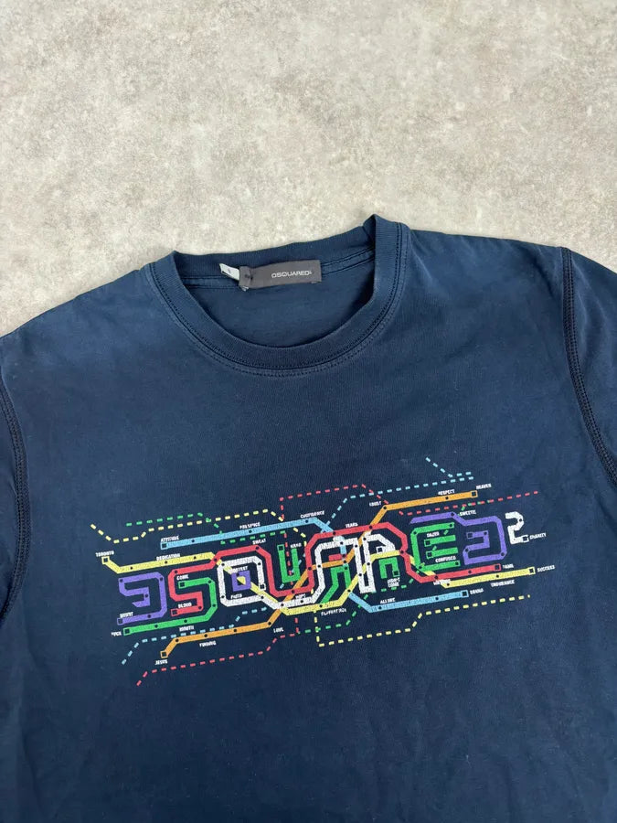 2000s Dsquared2 Multi-color Subway Navy T-Shirt gumugkO 3