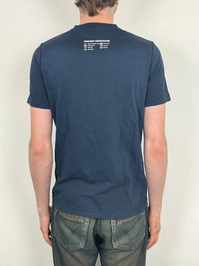 2000s Dsquared2 Multi-color Subway Navy T-Shirt gumugkO 2