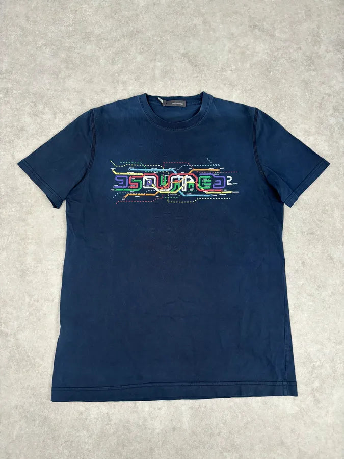 2000s Dsquared2 Multi-color Subway Navy T-Shirt gumugkO 0
