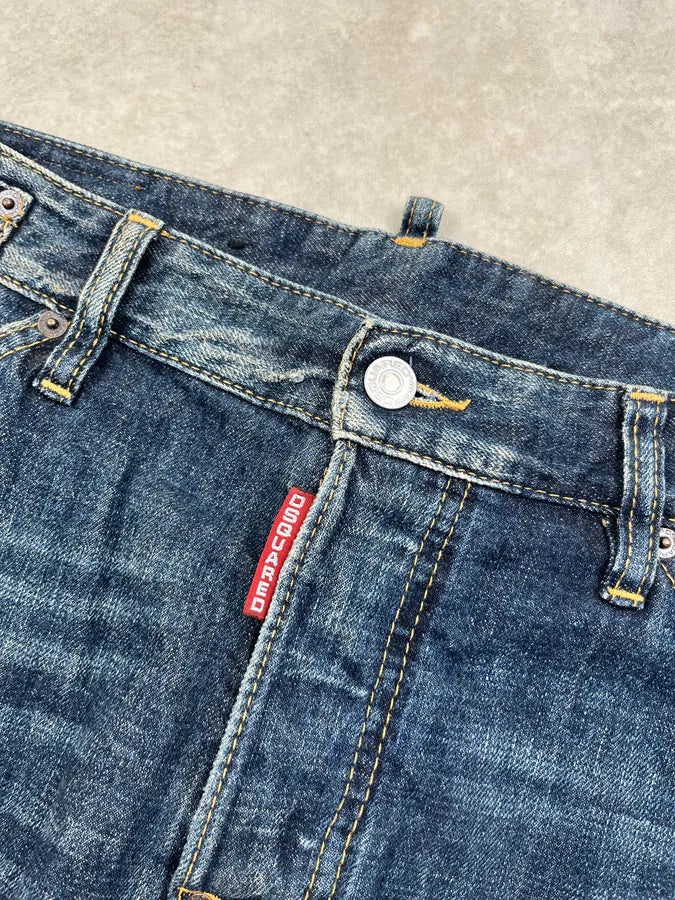 SS2012 Dsquared2 Navy Denim Painted Distressed Jeans fdxaQjN 9