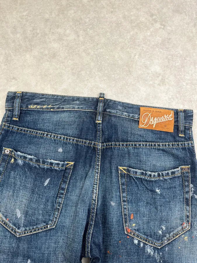 SS2012 Dsquared2 Navy Denim Painted Distressed Jeans fdxaQjN 6