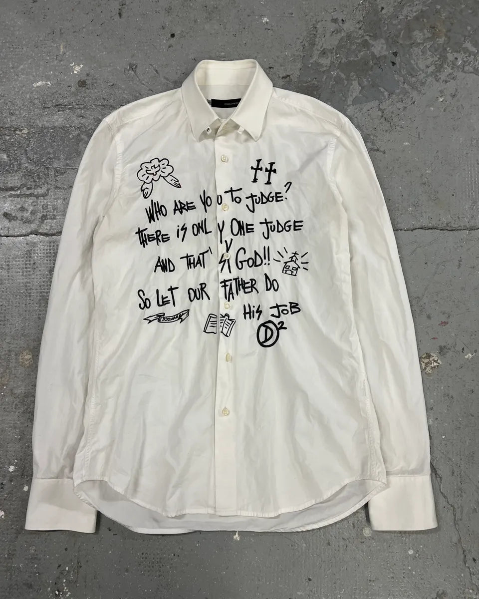 Dsquared2 Only God Can Judge White Shirt (M/L) 0