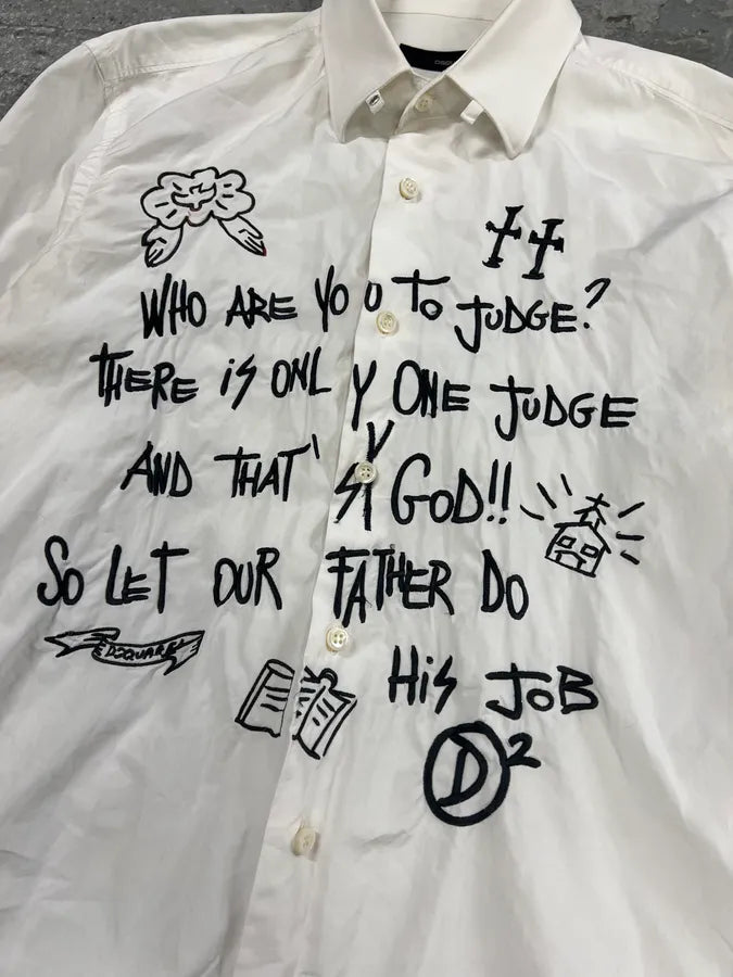 Dsquared2 Only God Can Judge White Shirt (M/L) 1