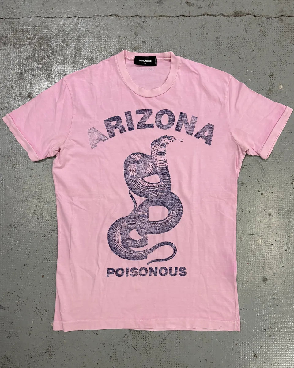 SS2017 Dsquared2 Pink Arizona Poisonous Snake Graphic T-Shirt zVTAGYt 0