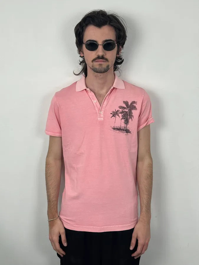 2011 Dsquared2 Pink Cotton Palm Tree Embroidered Polo HqRmwRt 1
