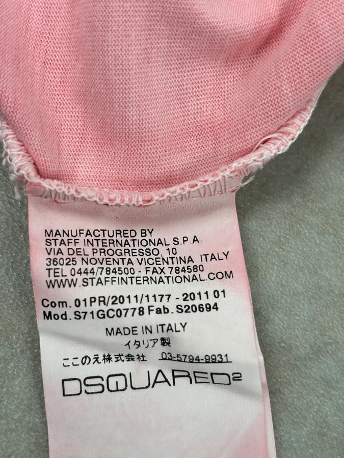 2011 Dsquared2 Pink Cotton Palm Tree Embroidered Polo HqRmwRt 9
