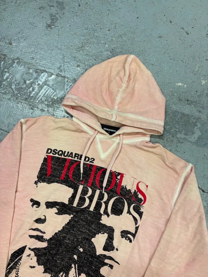 SS2019 Dsquared2 Faded Pink Vicious Bros Graphic Hoodie eSIVzKE 3