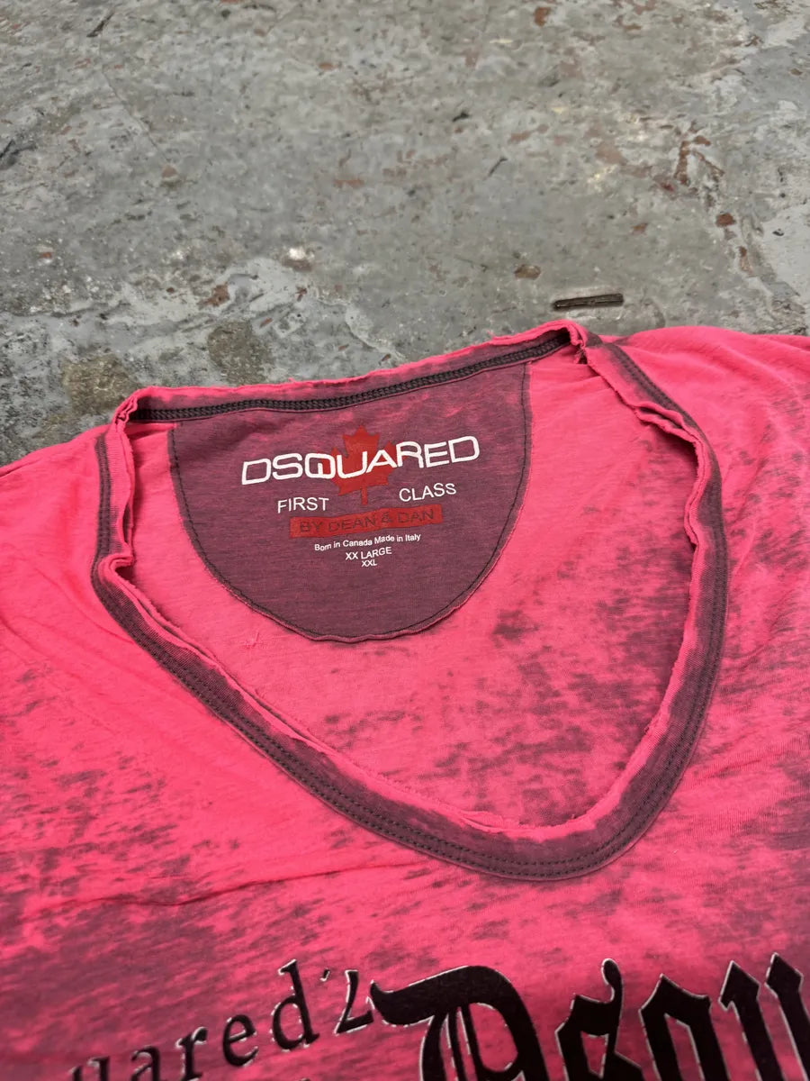 Dsquared2 Pink Electric USA Flag T-Shirt ZtGWFok 7