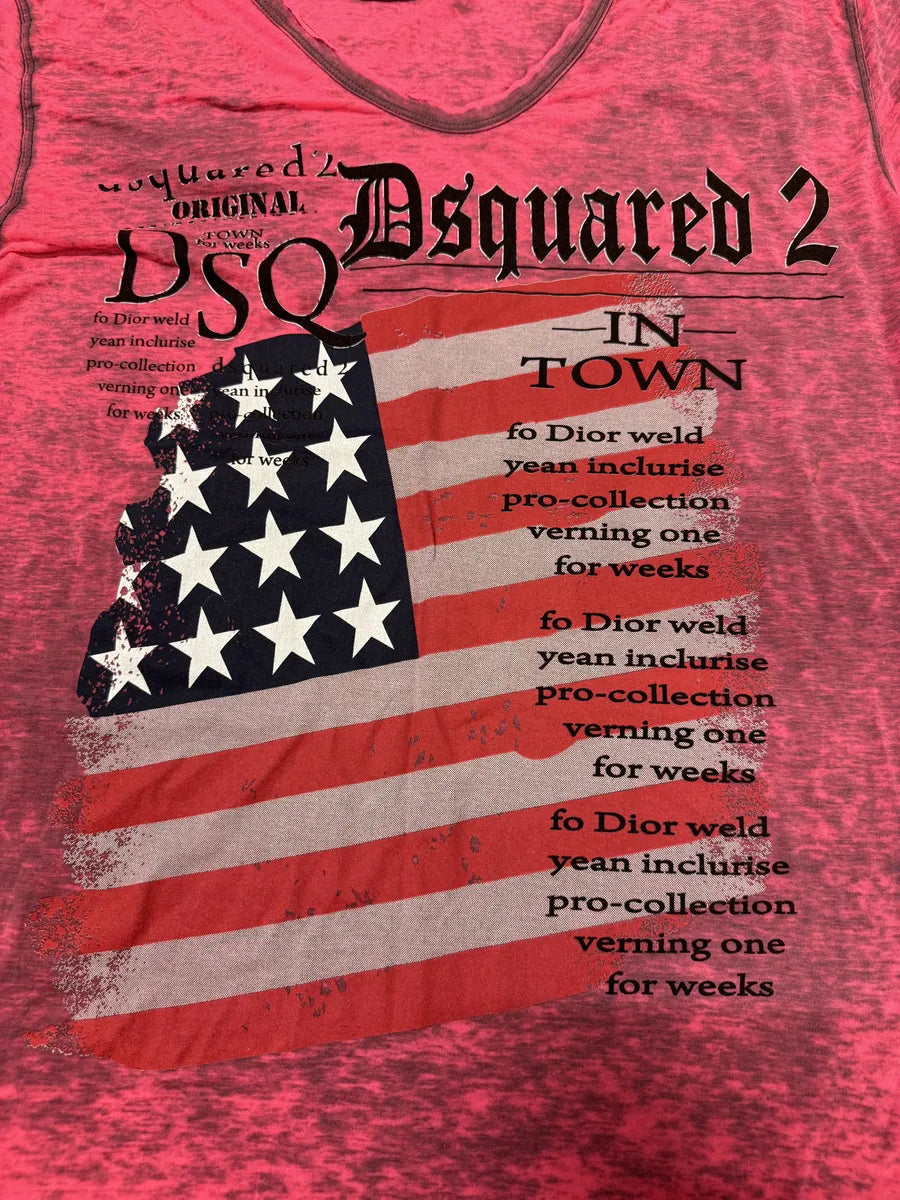 Dsquared2 Pink Electric USA Flag T-Shirt ZtGWFok 8