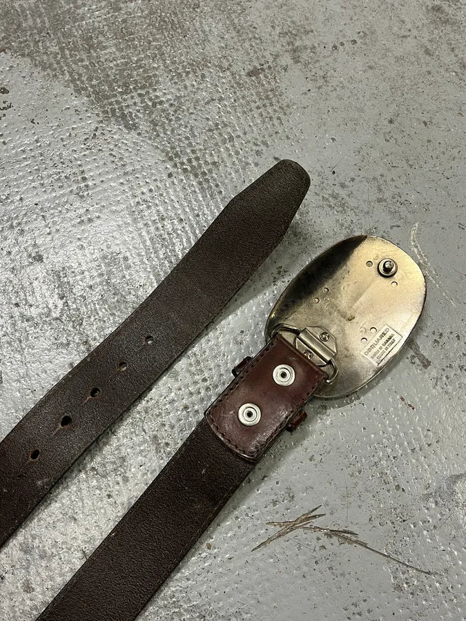 Dsquared2 Red Buckle Brown Leather Belt kUcGWKp 4