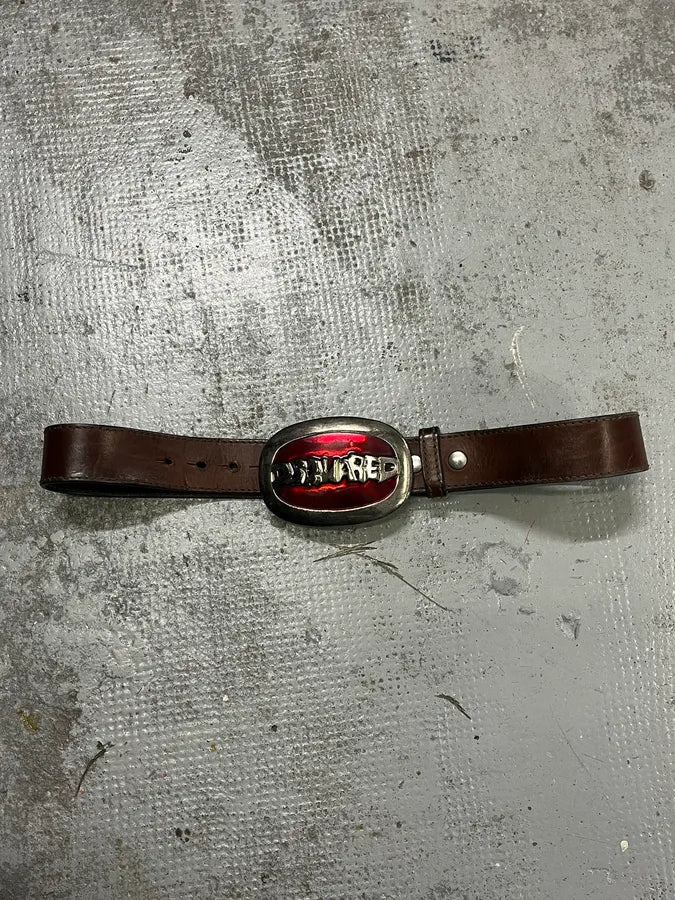 Dsquared2 Red Buckle Brown Leather Belt kUcGWKp 3