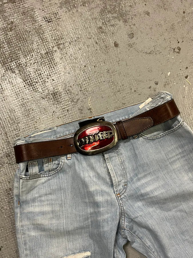 Dsquared2 Red Buckle Brown Leather Belt kUcGWKp 0