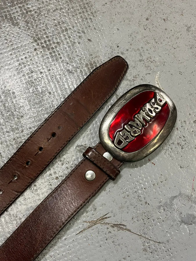 Dsquared2 Red Buckle Brown Leather Belt kUcGWKp 2