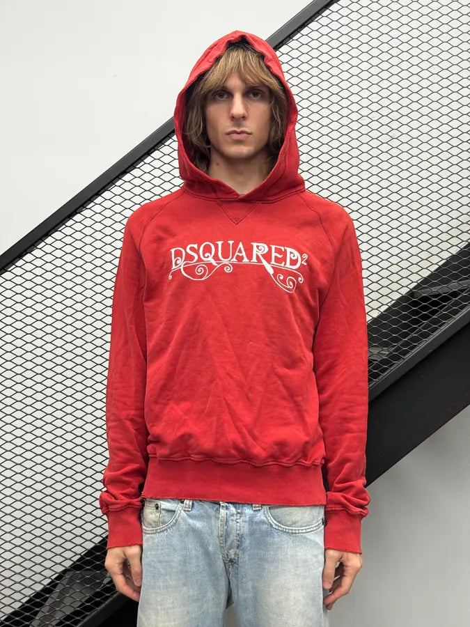 AW2006 Dsquared2 Red Cozy Logo Hoodie UIDLesX 0