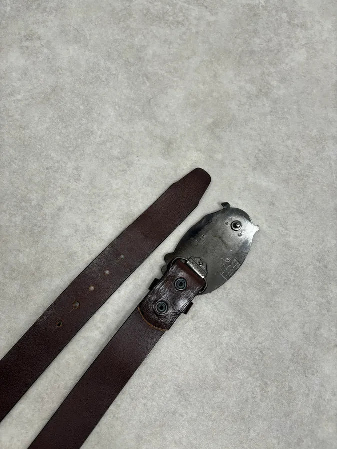 Dsquared2 Lord Green Gothic Buckle Brown Leather Belt  GrDoRqM 4