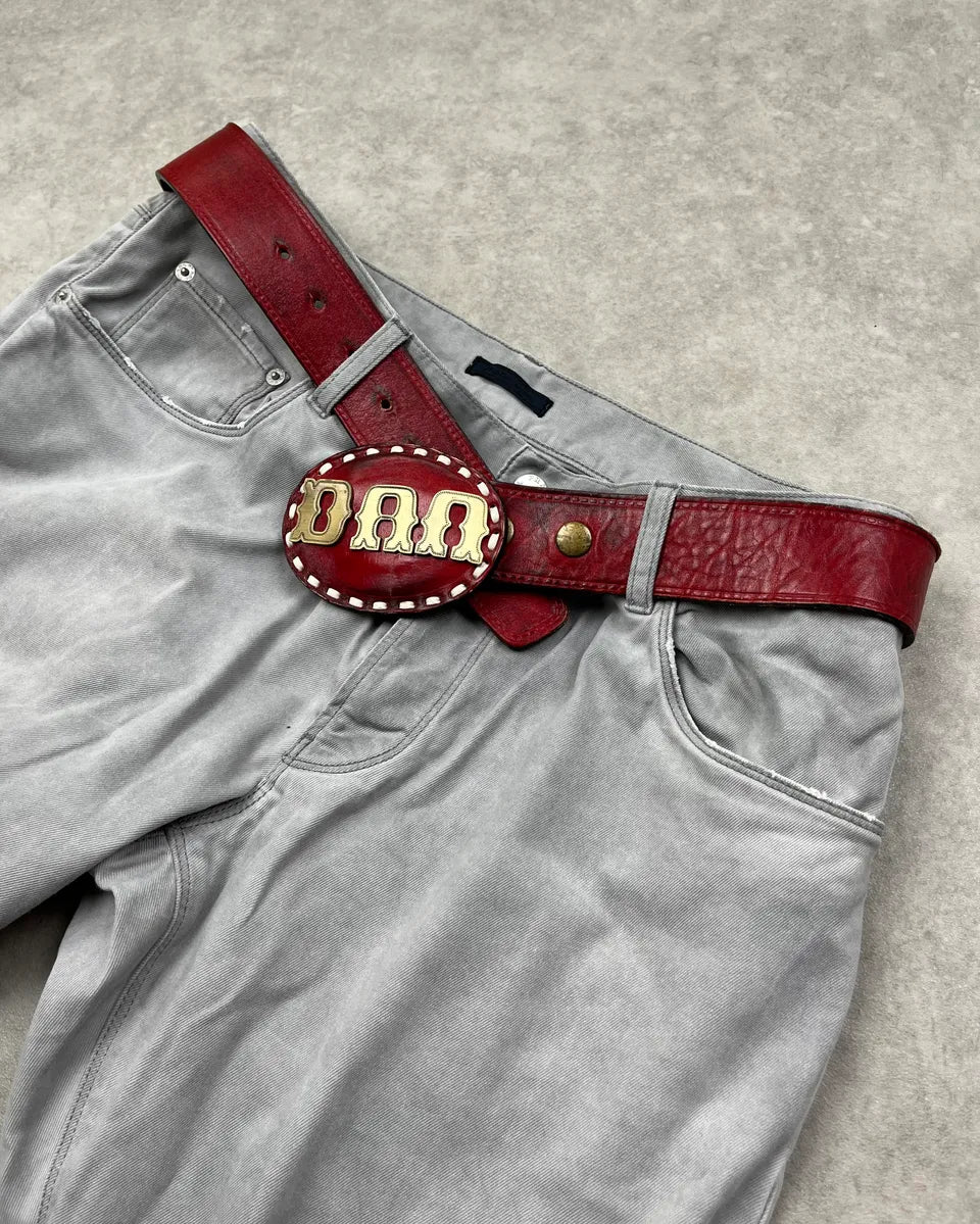 SS2006 Dsquared2 Red Premium Leather Belt mMaIdOl 3