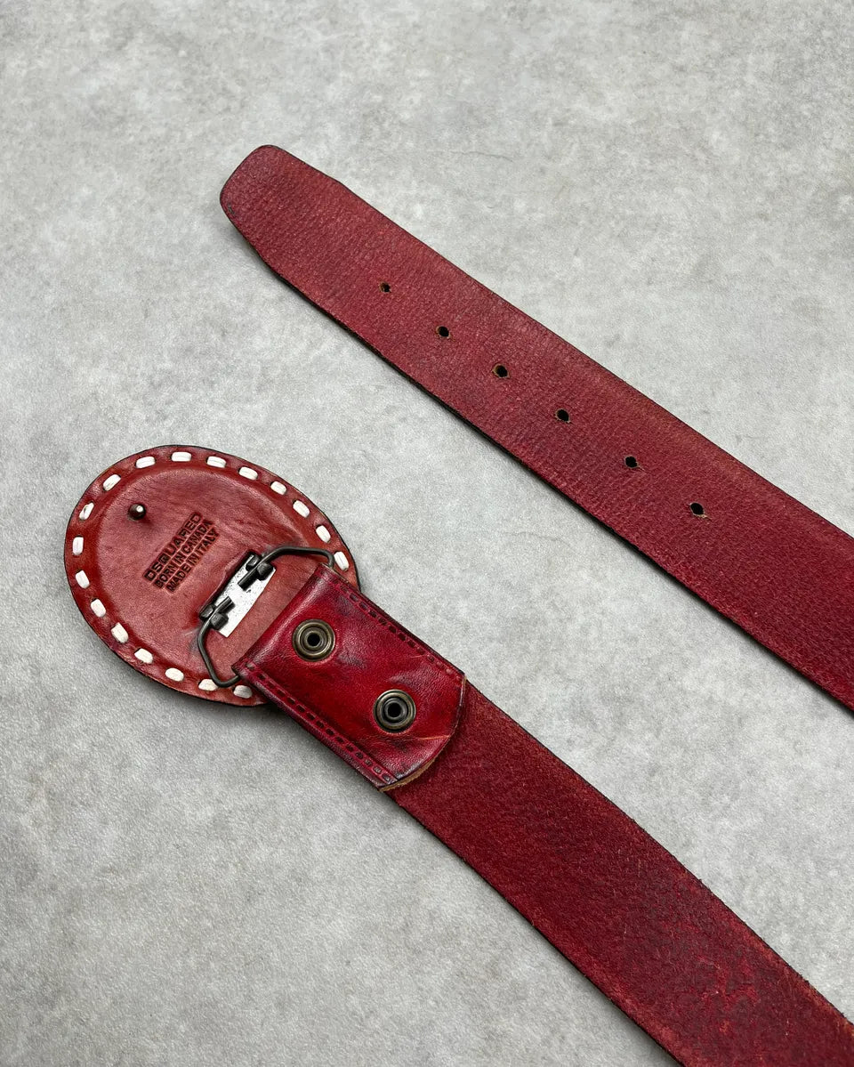 SS2006 Dsquared2 Red Premium Leather Belt mMaIdOl 7