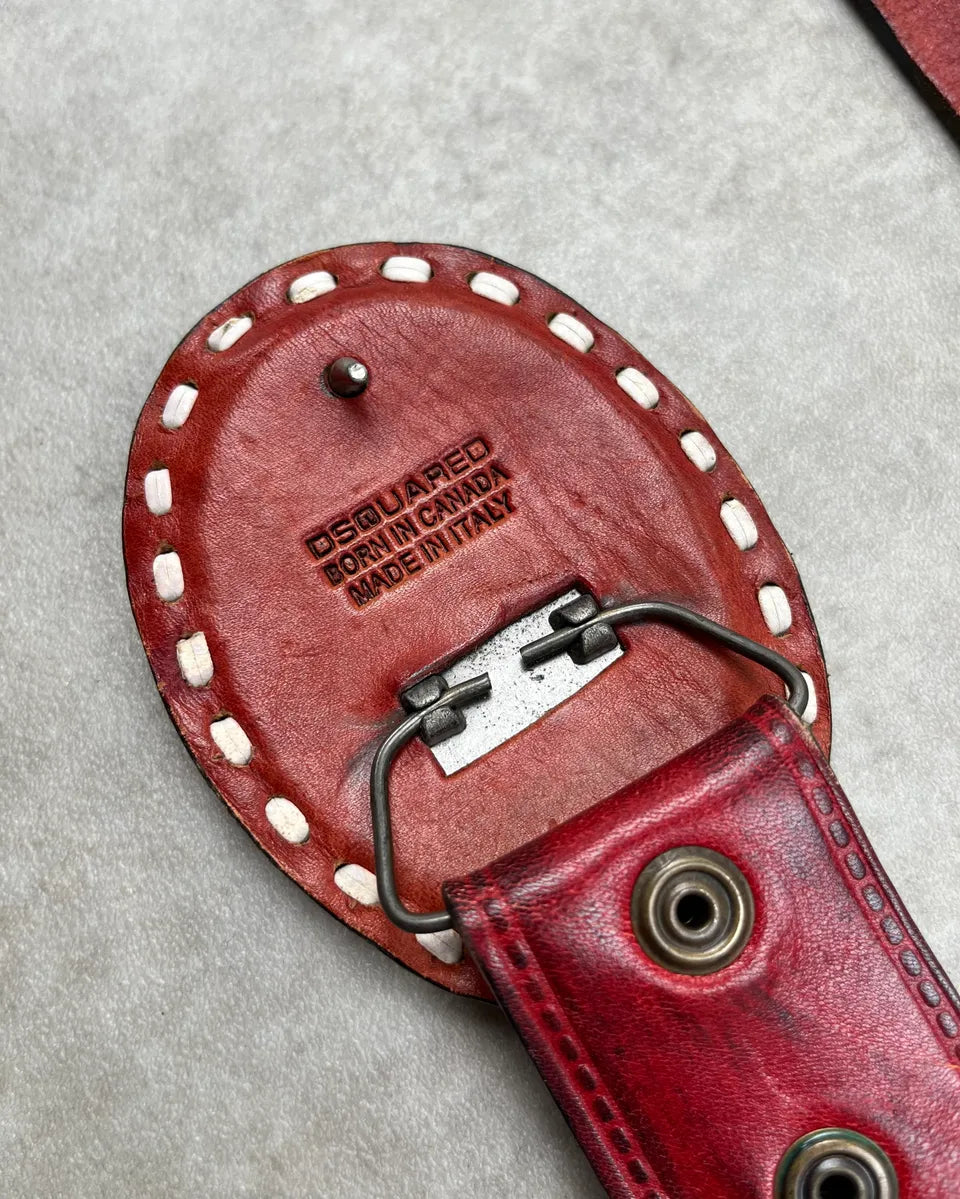 SS2006 Dsquared2 Red Premium Leather Belt mMaIdOl 8