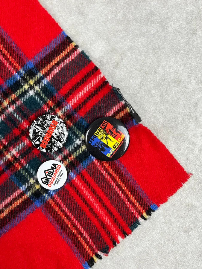 Dsquared2 Red & Green Wool Tartan Plaid Pin Scarf eyWJMpp 4