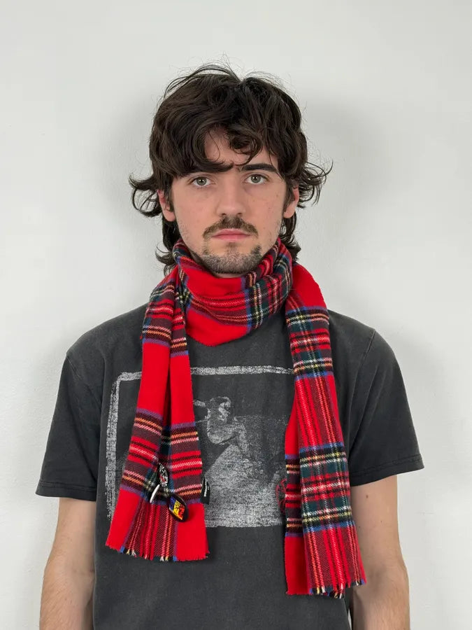 Dsquared2 Red & Green Wool Tartan Plaid Pin Scarf eyWJMpp 1