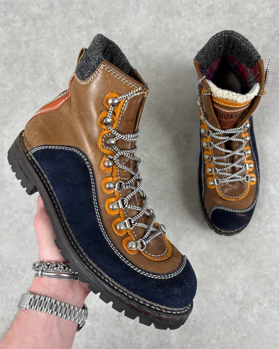 Dsquared2 Shearling Brown Leather Hiking Boots KxasQfj 0