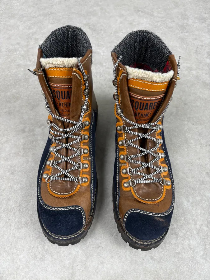 Dsquared2 Shearling Brown Leather Hiking Boots KxasQfj 1